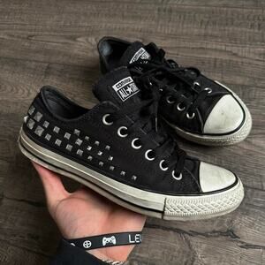 Vintage Y2K 00s Black Studded Silver Glam Grunge Punk Converse
